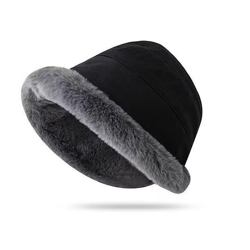 겨울 버킷햇 털모자 방한 보온 캠핑 벙거지 모자 블랙